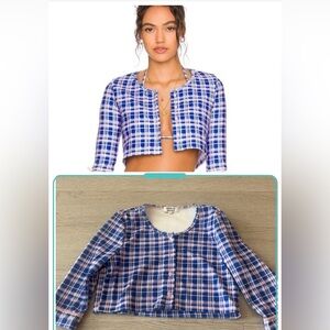 Frankies Bikinis Checkered Crop Cover Up Size M